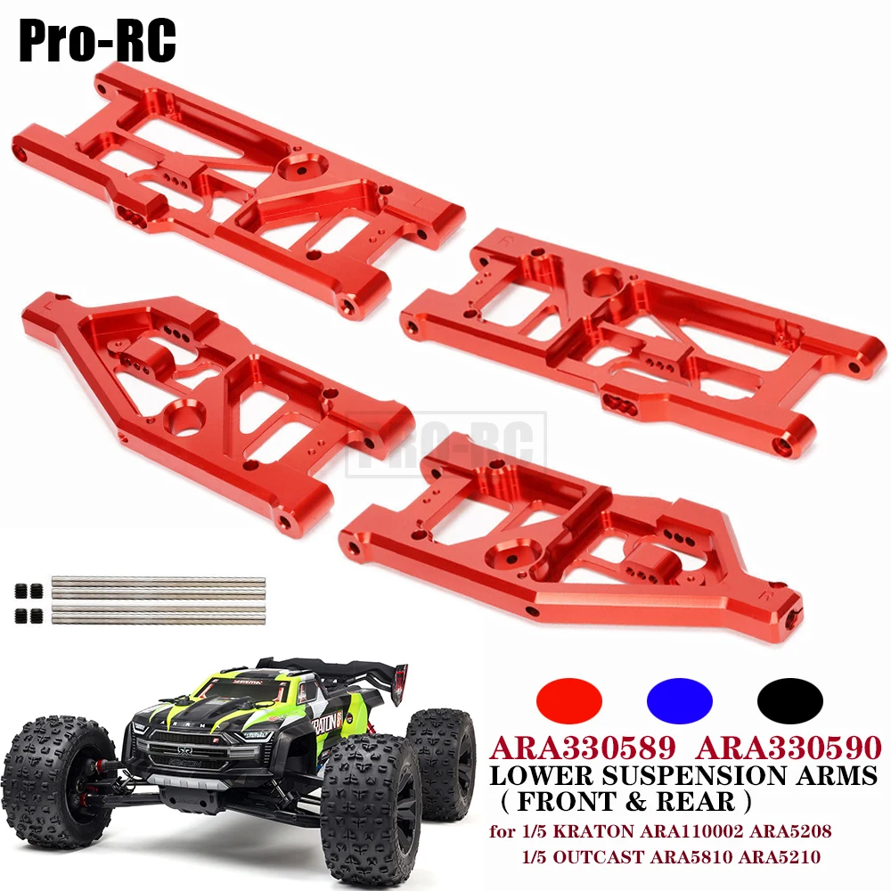 Bracci Di Sospensione Anteriori Inferiori In Alluminio 6061-T6 Per ARRMA Kraton 8S BLX (1/5 Scala) - Paio, Sostituisce ARA330589, Rosso, Lavorati CNC - 4