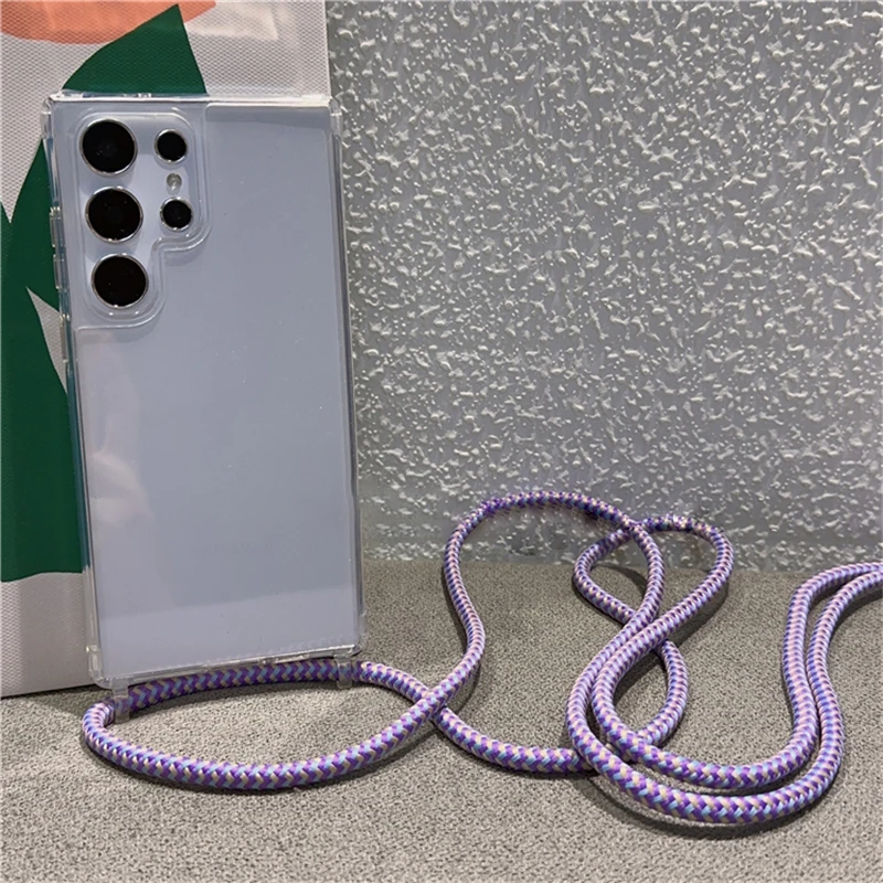 Transparent Shockproof Crossbody Lanyard Case with Adjustable Shoulder Strap and Acrylic Clear Cover