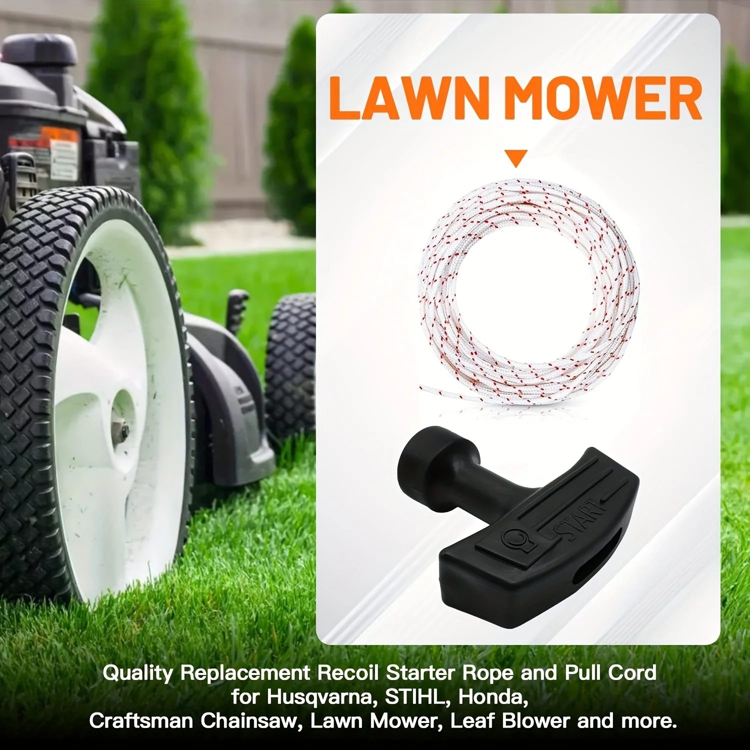 LUSQI Recoil Starter Rope 10m*3mm Pull Rope With 0/1/2/3 Starter Handles for Gasoline Lawn Mower Engine Parts
