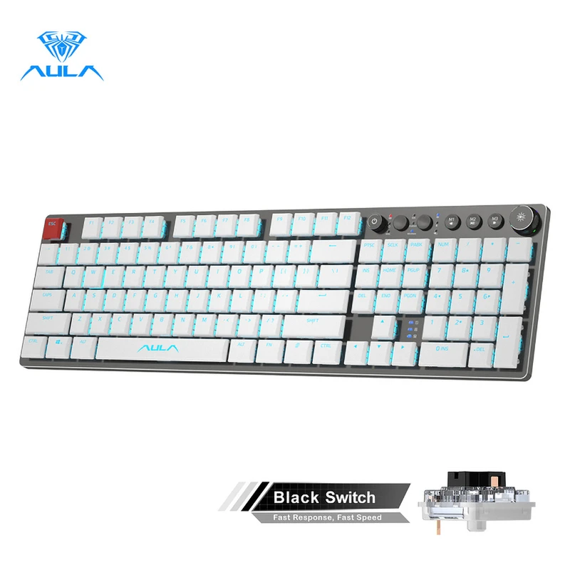 types of computer keyboard Original New Wireless Mechanical keyboard Support Bluetooth /Type-c Thin 104 Keys  for Android Windows 10 Desktop Laptop PC wifi keyboard for pc