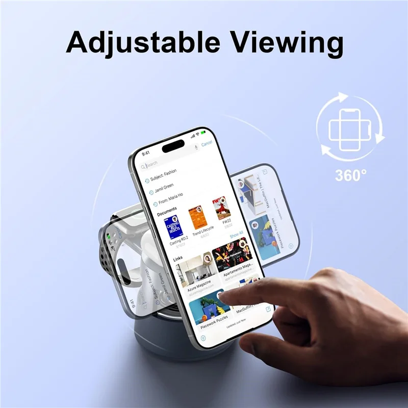 3 in 1 Magnetic Wireless Charger Bluetooth Speaker LED Light Desktop Fast Charging Phone Stand For iPhone 16 15 iWatch Airpods