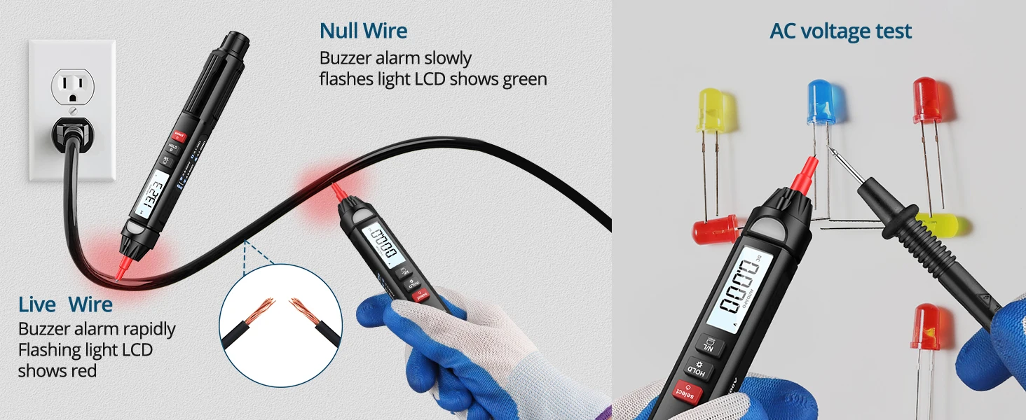 Voltage Tester Non Contact Voltage Tester Pen Type Digital Multimeter AC/DC Voltage/Live Wire