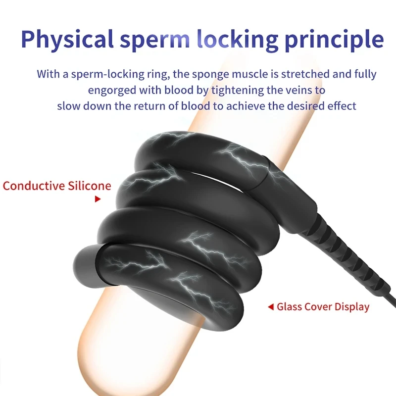 Electric Sex Toys Penis Rings Estim Electric Shock Penis Ring Electro Chastity Belts Penis Lock Male Twisted Cock Ring Delayed Ejaculation Sex Toys for Men