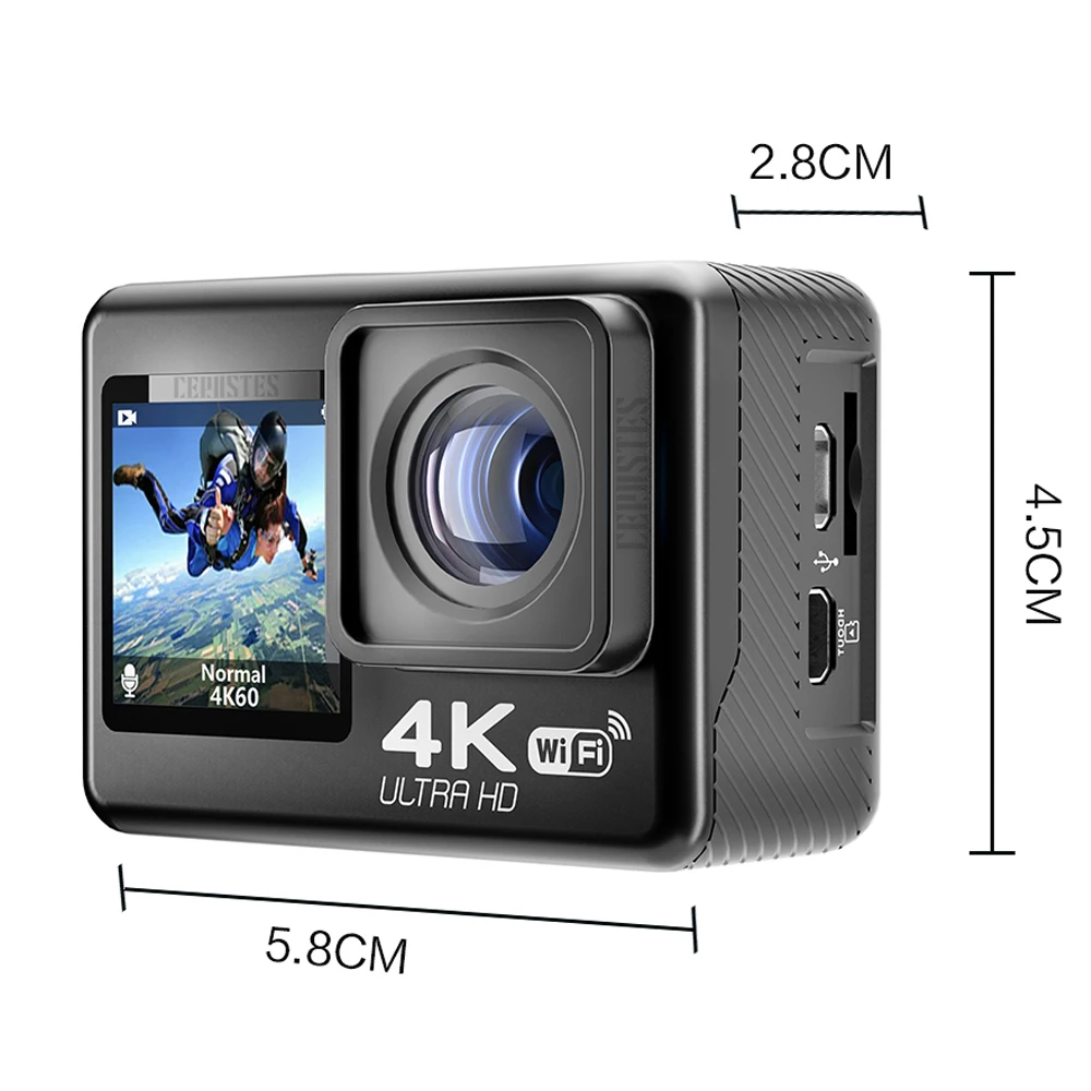 NEW 2023 5K 4K60FPS WiFi Anti-shake Action Camera Dual Screen 170° Wide Angle 30m Waterproof Sport Camera with Remote Control