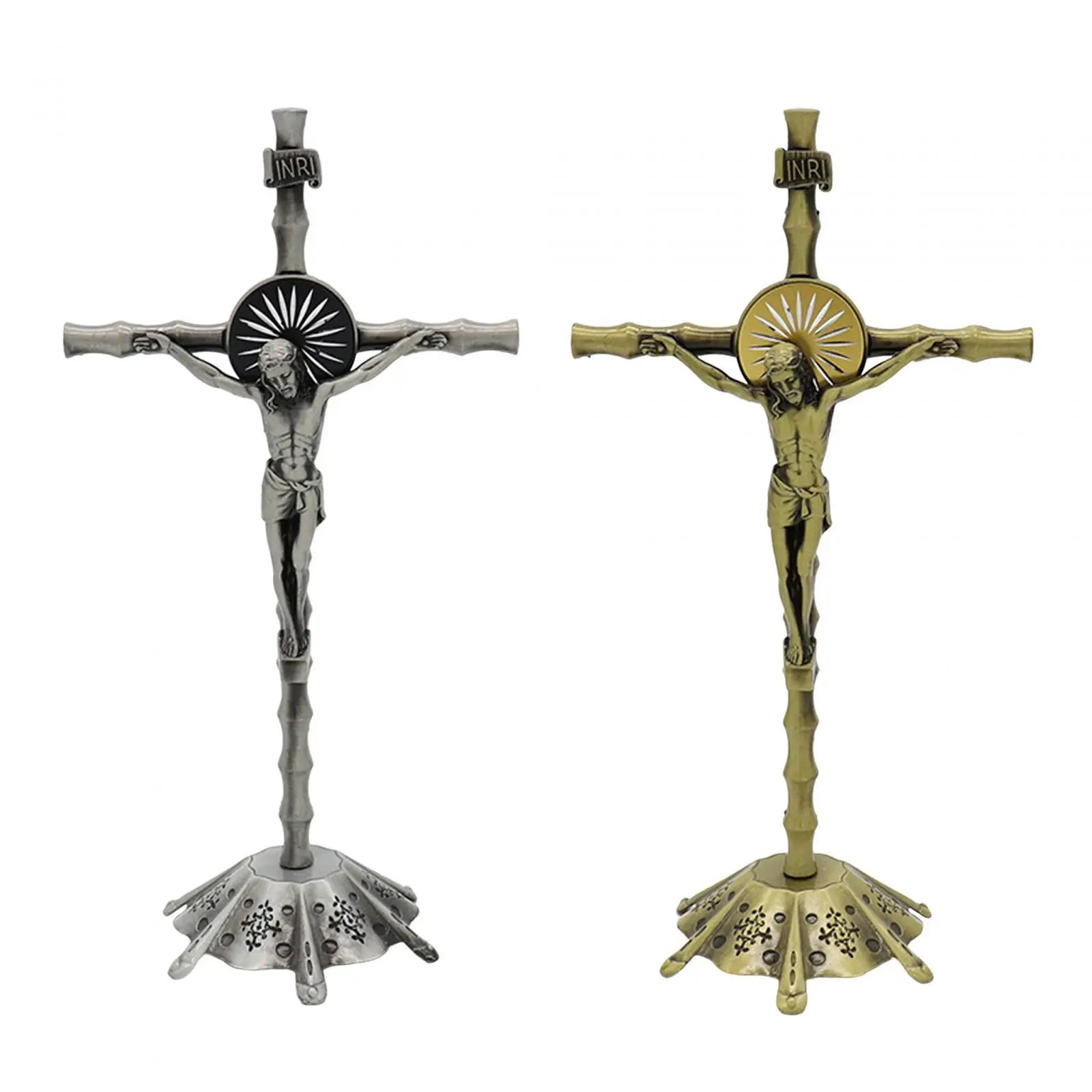 Wall Cross Standing Crucifix, with Base, Sculpture Crucifix Figurine Cross Statue for Home Wall Cross Standing Crucifix, with Base, Sculpture Crucifix Figurine Cross Statue for Home