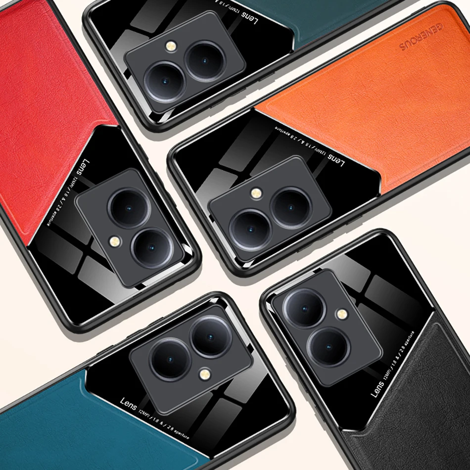 Leather Texture Phone Case With Magnetic Holder For Vivo Phones_voghion.com