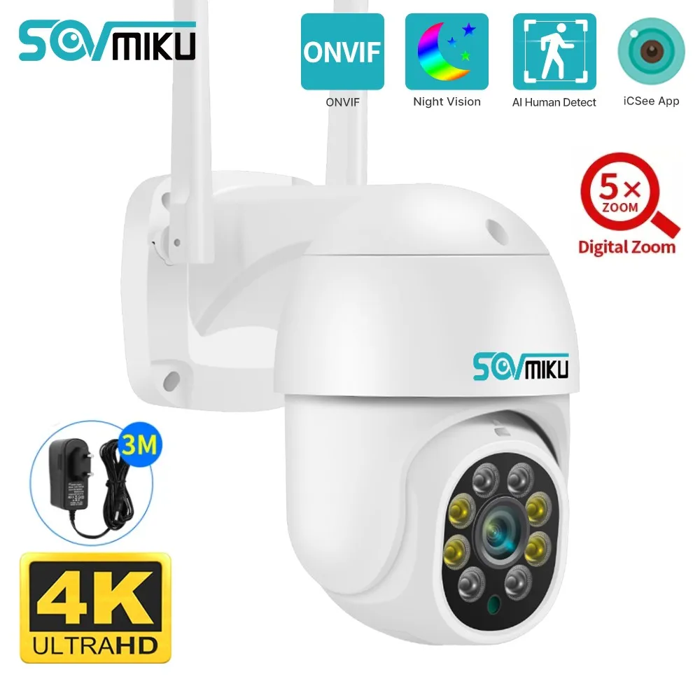 Telecamera Ip Ptz Da 8Mp 4K Telecamera Di Sorveglianza Wifi Zoom Digitale 5X Visione Notturna Onvif Auto Tracking Telecamera Cctv Protezione Di Sicure