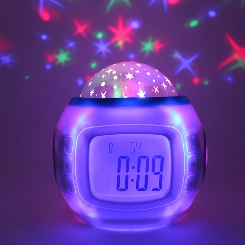 

Music Starry Sky Creative Natural Sound Alarm Clock Colorful Atmosphere Projection Clock Lazy Sleepy Electronic Clock