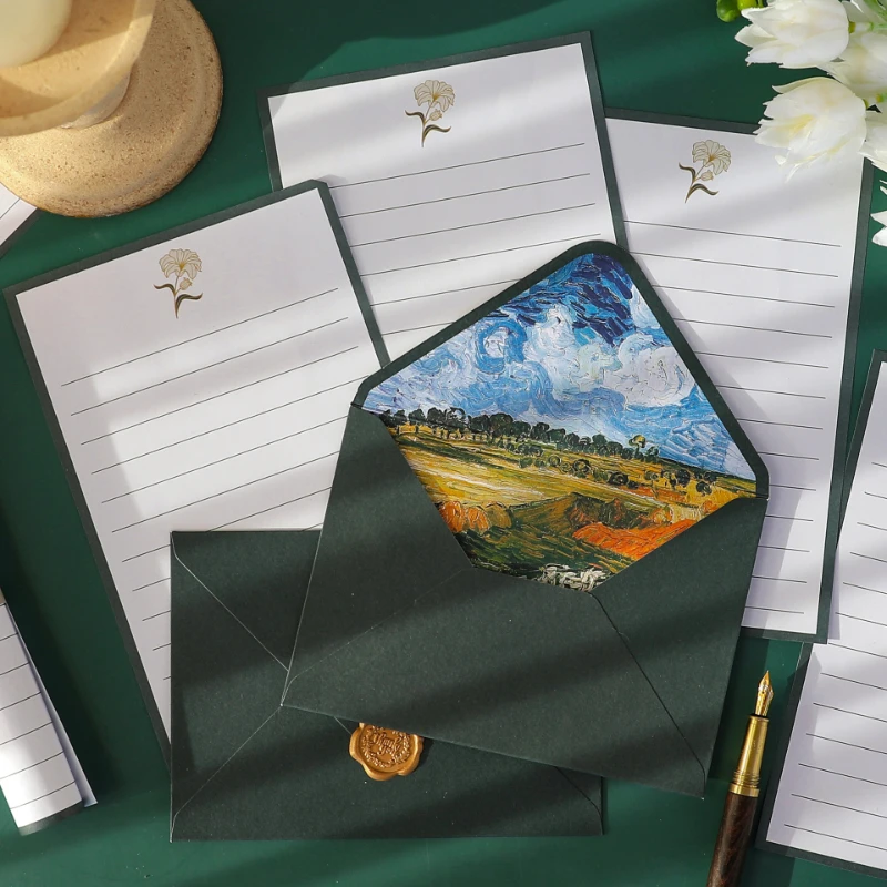 Exquisite Vintage Envelopes Classic Van Gogh Oil Painting and Plant Artistic Envelopes for Letters Wedding Invitation 6pcs/set mailing envelopes mailing bags