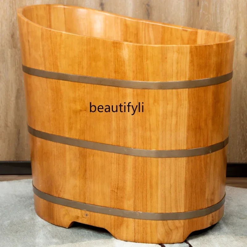 

LBX Oak Small Apartment Bath Wooden Barrel Children Bath Barrel Bath Bucket Bathtub Home