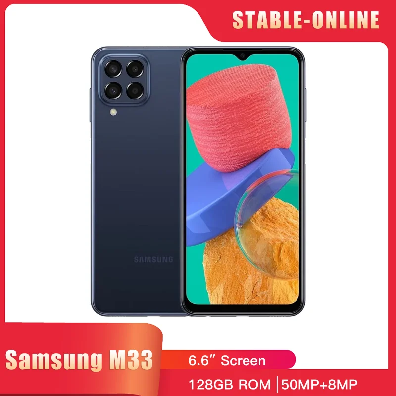 

Original Samsung Galaxy M33 M336B 5G Smartphone Dual SIM Card 6.6'' 6GB RAM 128GB ROM NFC 50MP+5MP+2MP*2+8MP Octa Core CellPhone