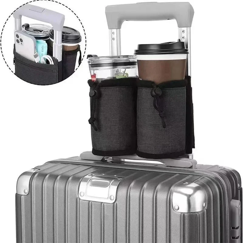 

Luggage Travel Cup Holder Portable Drink Cup Storage Bag Suitcase Handles Free Bottle Holder Insulation Drink Bag with Shoulder