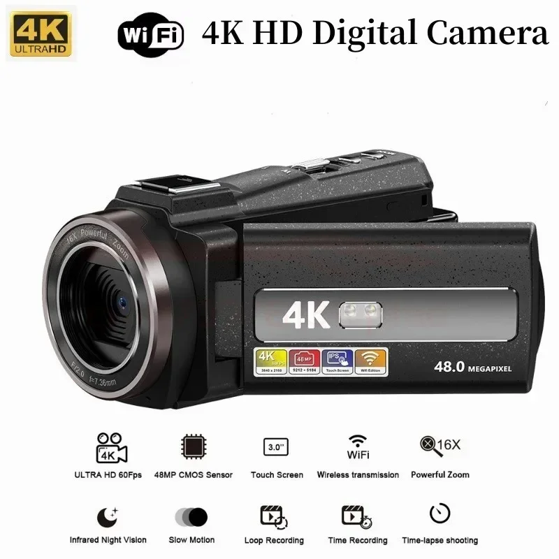 

WIFI Digital Cameras 4K Full HD 16MP Camcorder DV Recorder 2000mAh Battery 270 Degree Rotation Screen Anti-Shake Action Camera