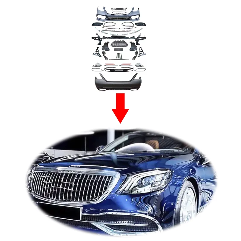 

Модернизированный боди maybach style W222, комплект из ПП переднего и заднего бампера для mercedes benz w222 S class S400 S450 2014-2020 w222, комплект кузова