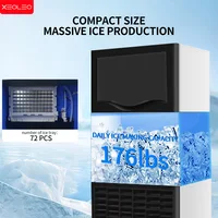Xeoleo 176lbs Electric Ice Maker 80KG/24h Commercial Snow Milk Cube Ice Machine 176lbs Household Milk Tea Shop Equipment 1