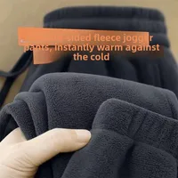 Thickened Double-sided Fleece Men's Outdoor Sports Pants Elastic Waist Sweatpants Winter Warm Casual Trousers Polyester Fiber