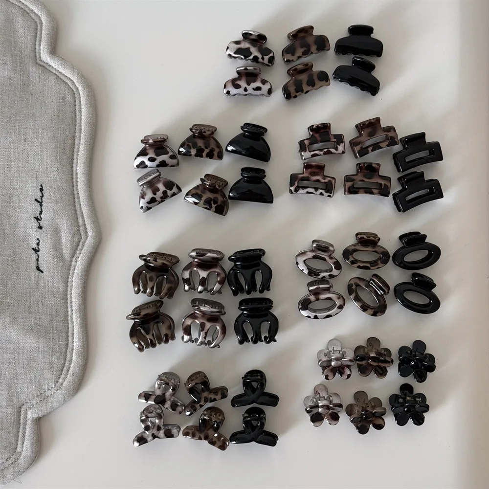 Korean Style Leopard Print Hair Claw Flower Bangs Clip Hair Accessories Set Small Clips