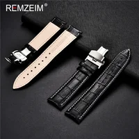Bracelet de montre en cuir bracelet 18mm 19mm 20mm 21mm 22mm 24mm bracelet de montre en cuir bandes de fermoir papillon en acier inoxydable avec boîte 6