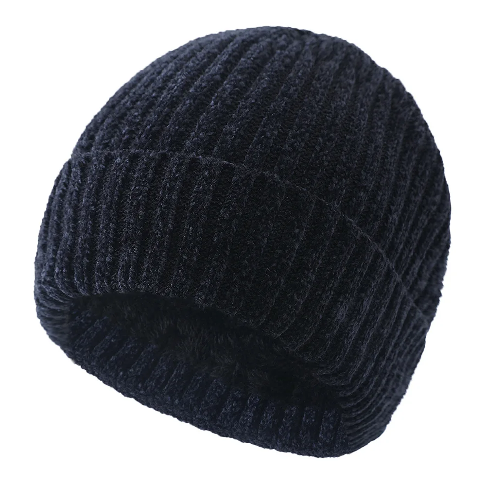Winter Beanies Men Knitted Plush Thick Warm Stocking Hats