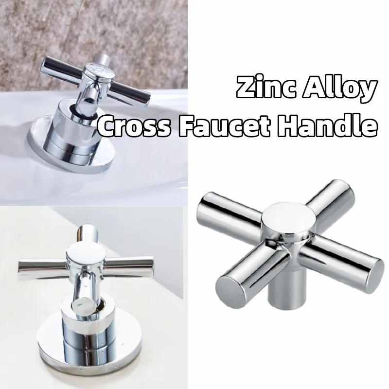 Cross Faucet Handle Knob Zinc Alloy Handwheel Universal Hot Cold Sink Taps Switch for Kitchen Bathroom Tap Replacement Parts 1