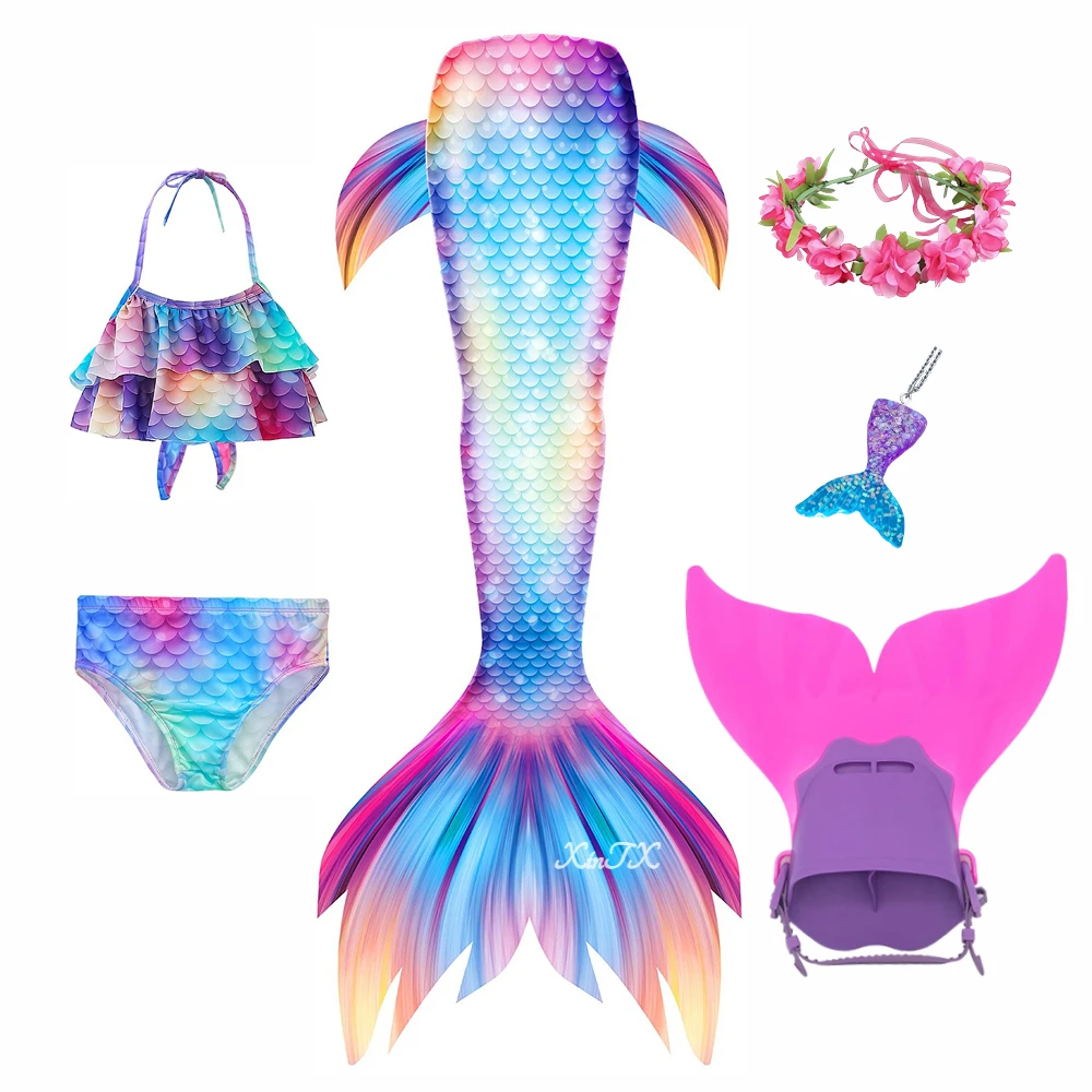

New Hot Children Mermaid Tails Swimming Kids Cosplay Costumes Halloween Little Mermaid Girls Swimsuit Bikini Set Bathing Suit