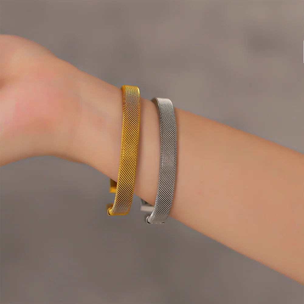 Women's Stainless Steel Elastic Woven Bangle Bracelet Non Fading Simple C-shaped Mesh Hand Accessory bangle bracelet stainless steel bracelet woven bracelets