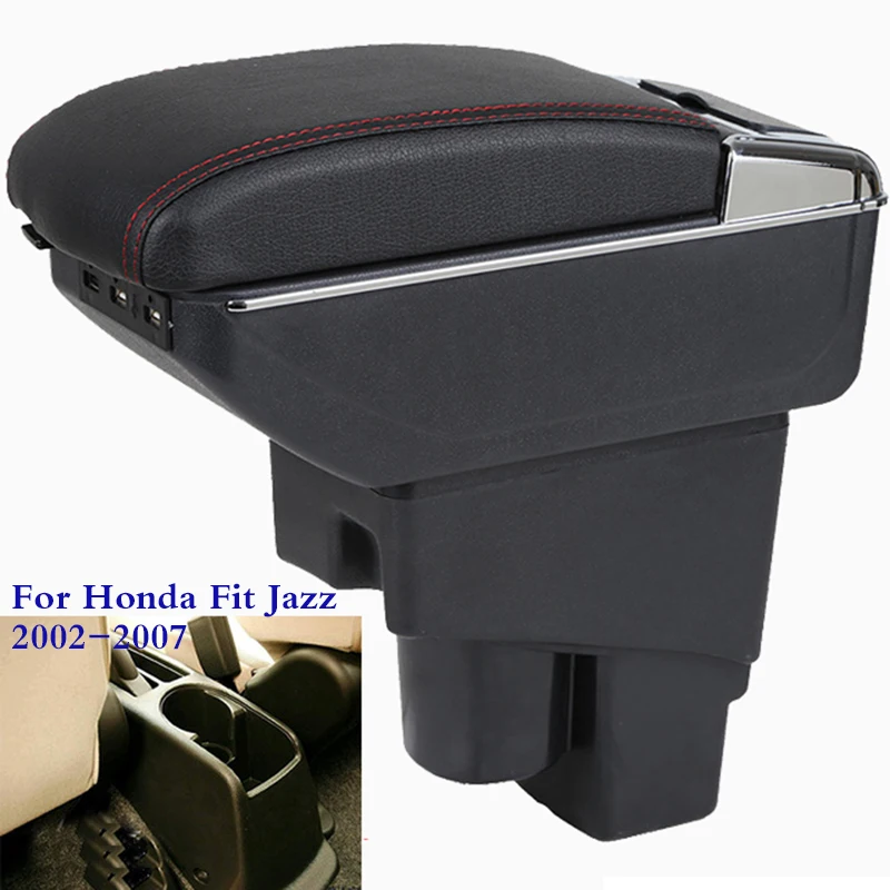 

For Honda Fit Jazz 2002-2007 Armrest Box Center Centre Console Storage Rotatable Retractable Ashtray USB Charging Accessories