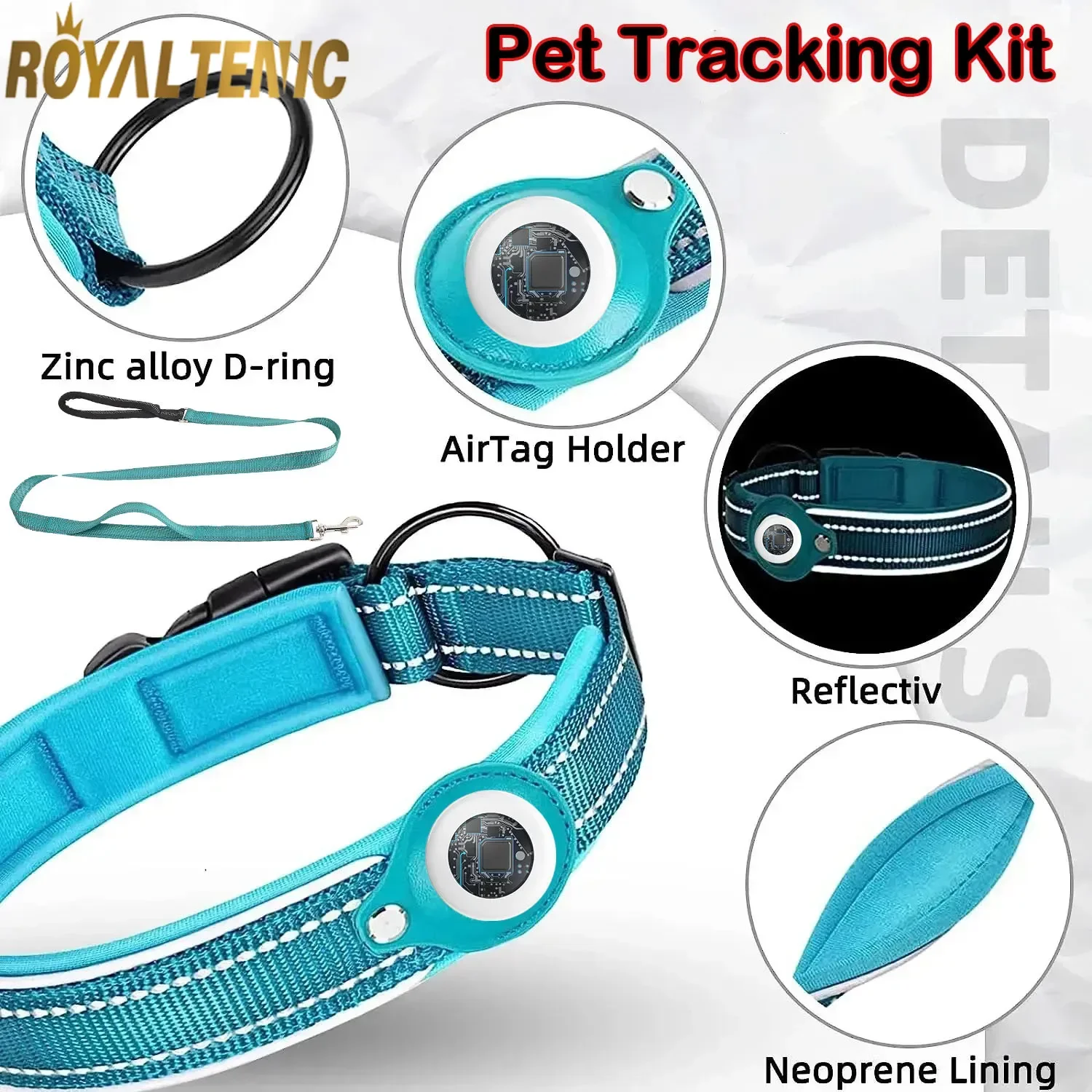 Mini Tracking Tag For IOS System Only With Apple Find My Anti-lost Device + Pet Dog Collar + Leash MFI Set Outdoor Waterproof