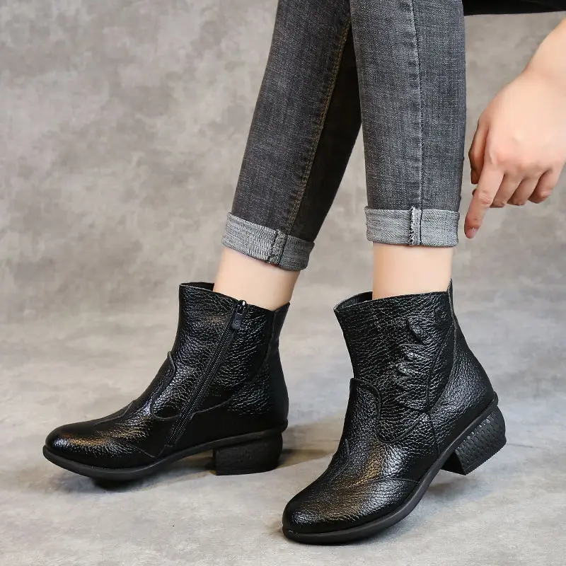 

Женские ботильоны на толстой подошве, удобные водонепроницаемые ботинки до середины икры на каблуке, модель Q482, 2024