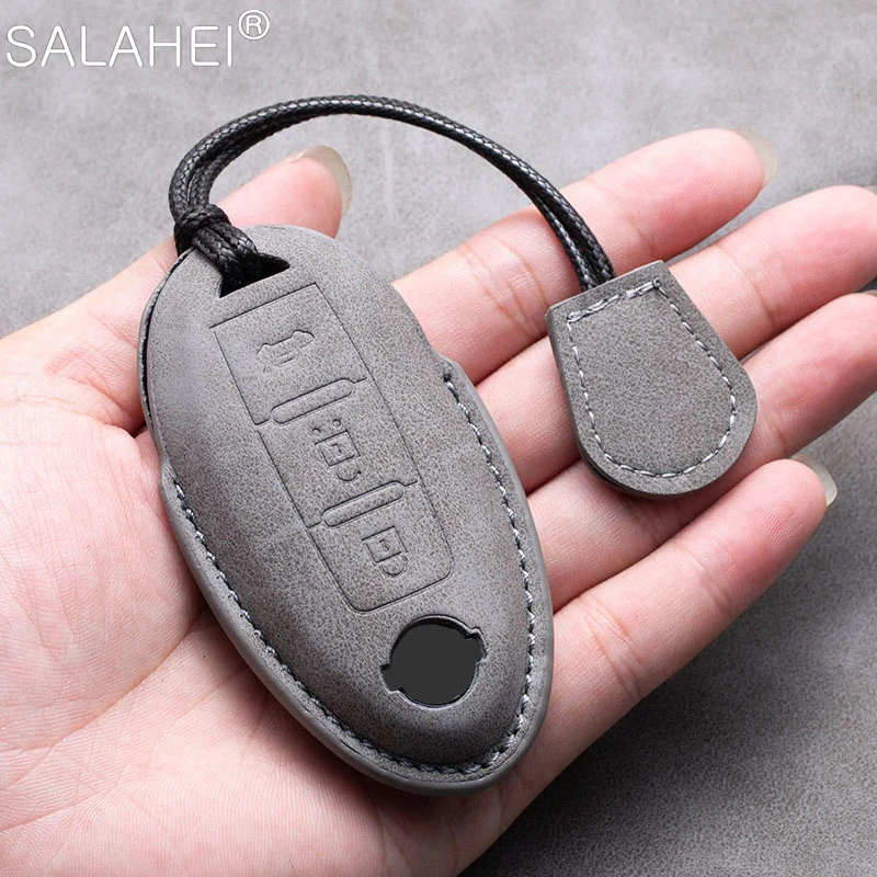 Leather Car Key Case Cover Shell Fob For Nissan Qashqai X-Trail T31 T32 Juke J10 J11 Tiida Altima Pathfinder Kicks For Infiniti