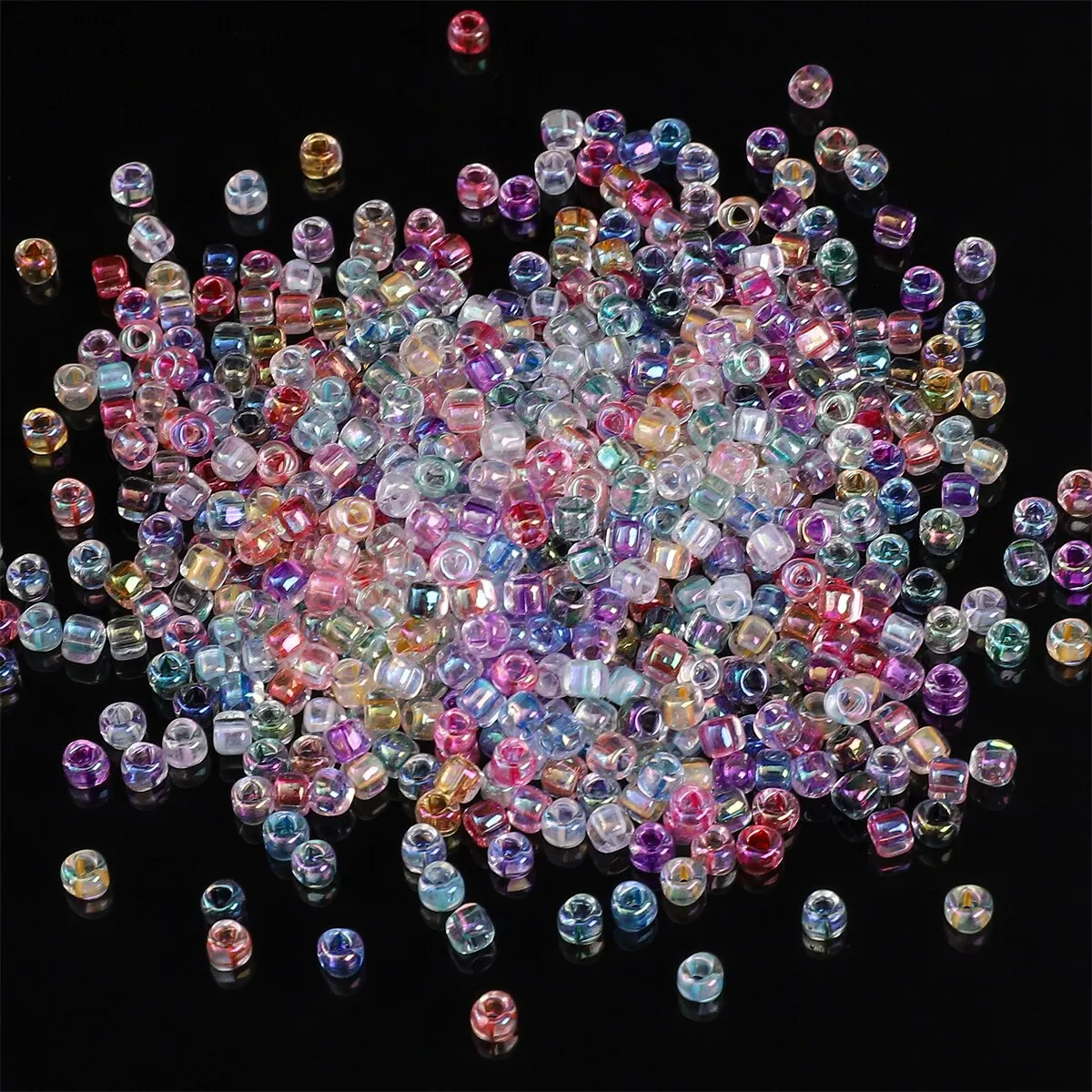 About 840pcs Premium 4mm Fantasy Dyed Core Triangle Beads Glass Seed Beads Loose Beads For DIY Handmade Beaded Jewelry Material