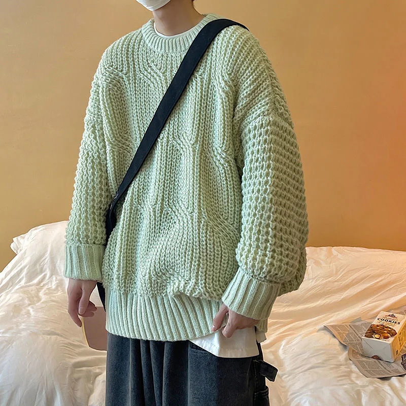 

2022 Winter Men's Round Neck High-quality Wool Sweaters Loose Solid Color Coats Casual Long Sleeve Pullover In Warm Knitting