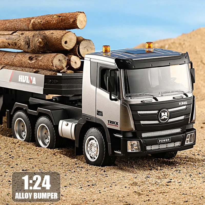1:24 Huina RC Flat Truck Model 9Channels Alloy Engineer Vehicle 2.4G Remote Control Car Radio Controlled Trailer Christmas Gifts 5