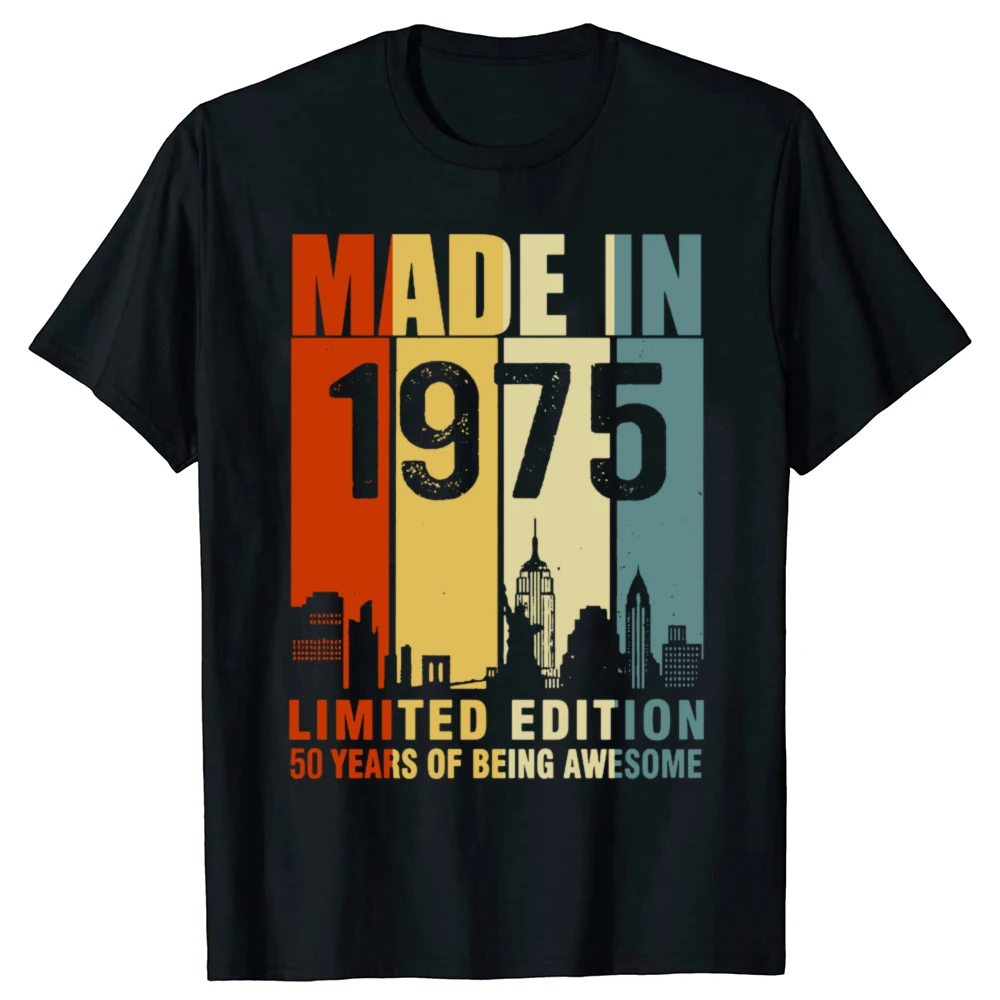 Lustig, hergestellt im Jahr 1975, limitierte Auflage, 50 Jahre fantastisch, T-Shirts für Herren, modisches Freizeit-T-Shirt aus Baumwolle, lockeres, übergroßes T-Shirt