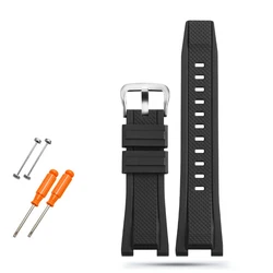 Durable Waterproof Silicone Rubber Watch Band - 26mm Men's Accessory Bracelet - 26mm (Black - silver)