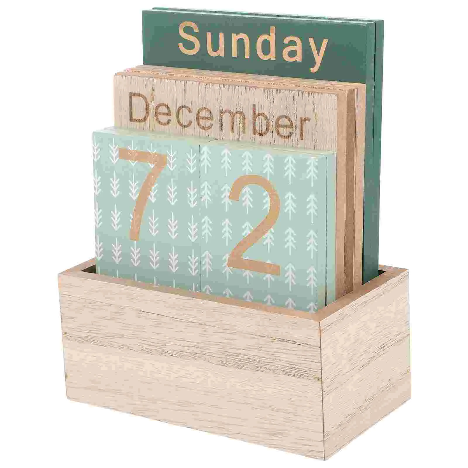 Vintage Wood Block Calendar Desk Calendar Perpetual Calendar Desktop Calendar Decor