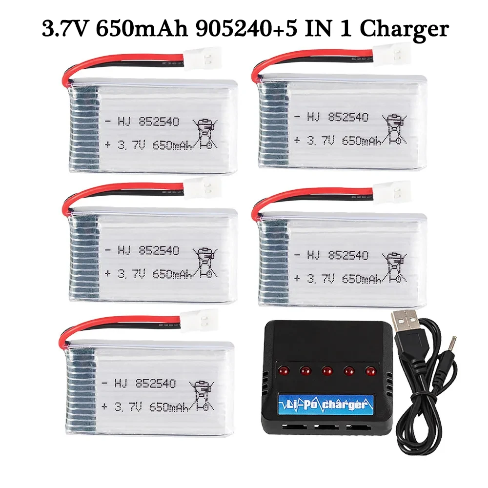 

Lipo Battery 3.7V 650mAh 852540 and 5 in 2 Usb Charger For SYMA X5C X5C-1 X5 H5C X5SW X6SW H9D H5C RC Drone PartsBattery Sets