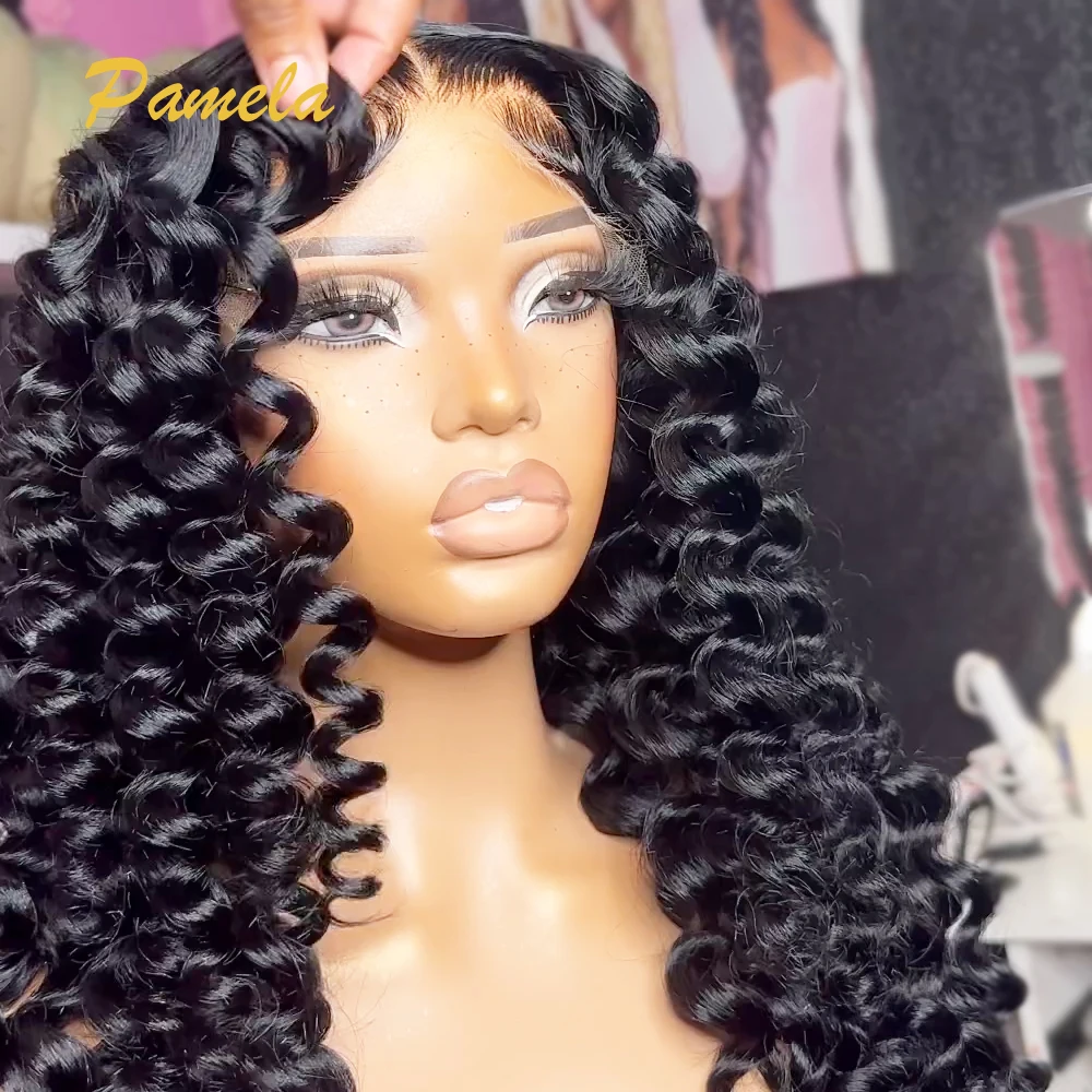 Brazilain Natural Hair 250 High Density Deep Wave 4x4 Transparent Lace Closure 100% Human Hair Glueless Wig Ready To Wear And Go