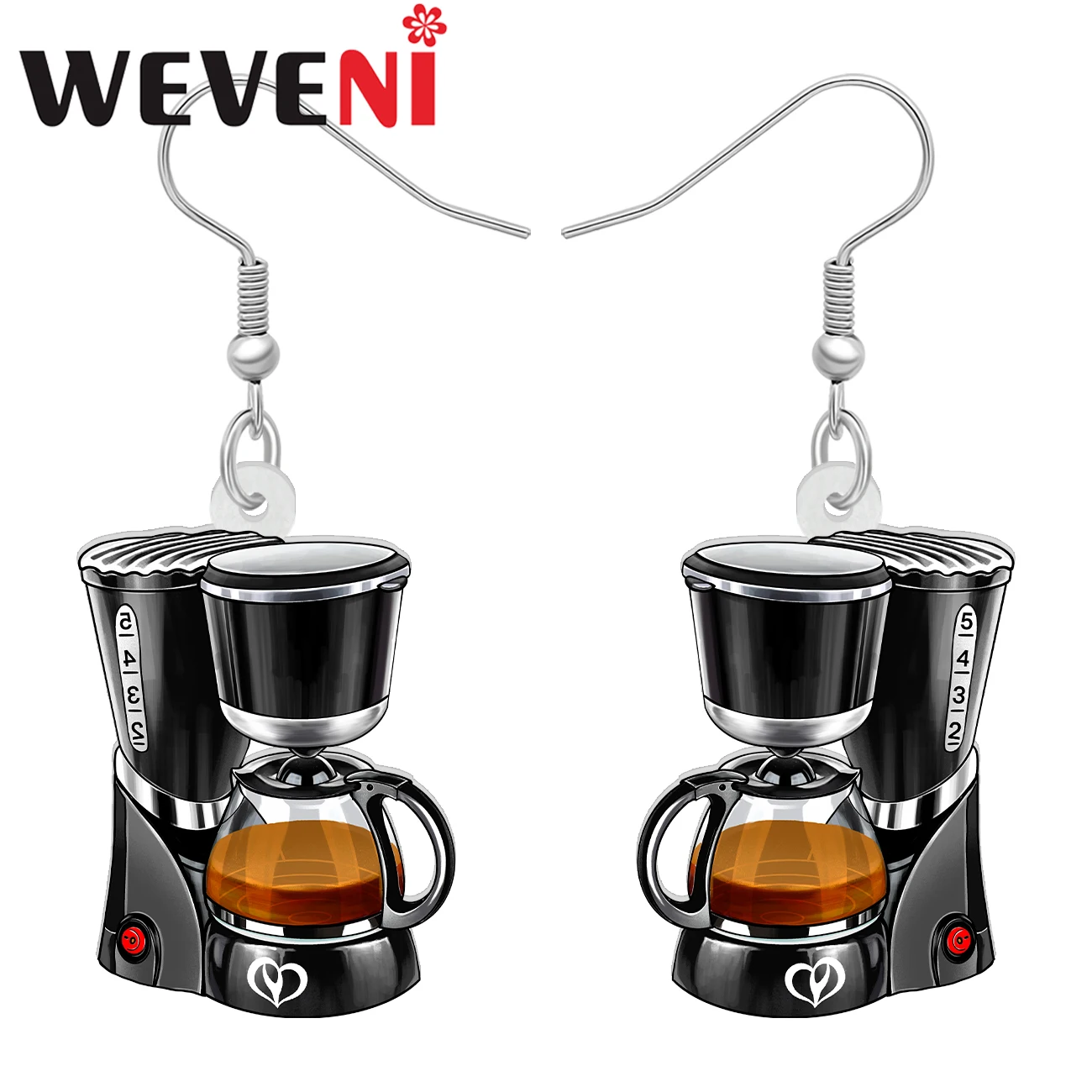 Weveni Acryl Kaffee maschine trend ige Leben Schmuck baumeln Tropfen Ohrringe Party Gefälligkeiten für Frauen Mädchen Kinder Accessoires