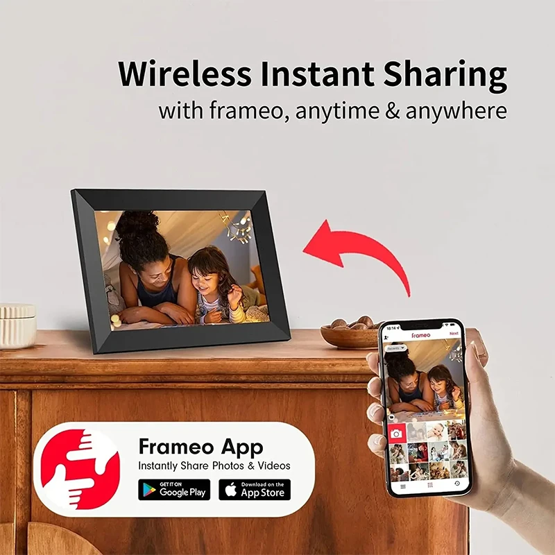 Frameo 10.1 Inch Digital Picture Frame WiFi Smart Cloud Photo Frame 32GB Image Album Video Frames IPS HD Touch Screen APP