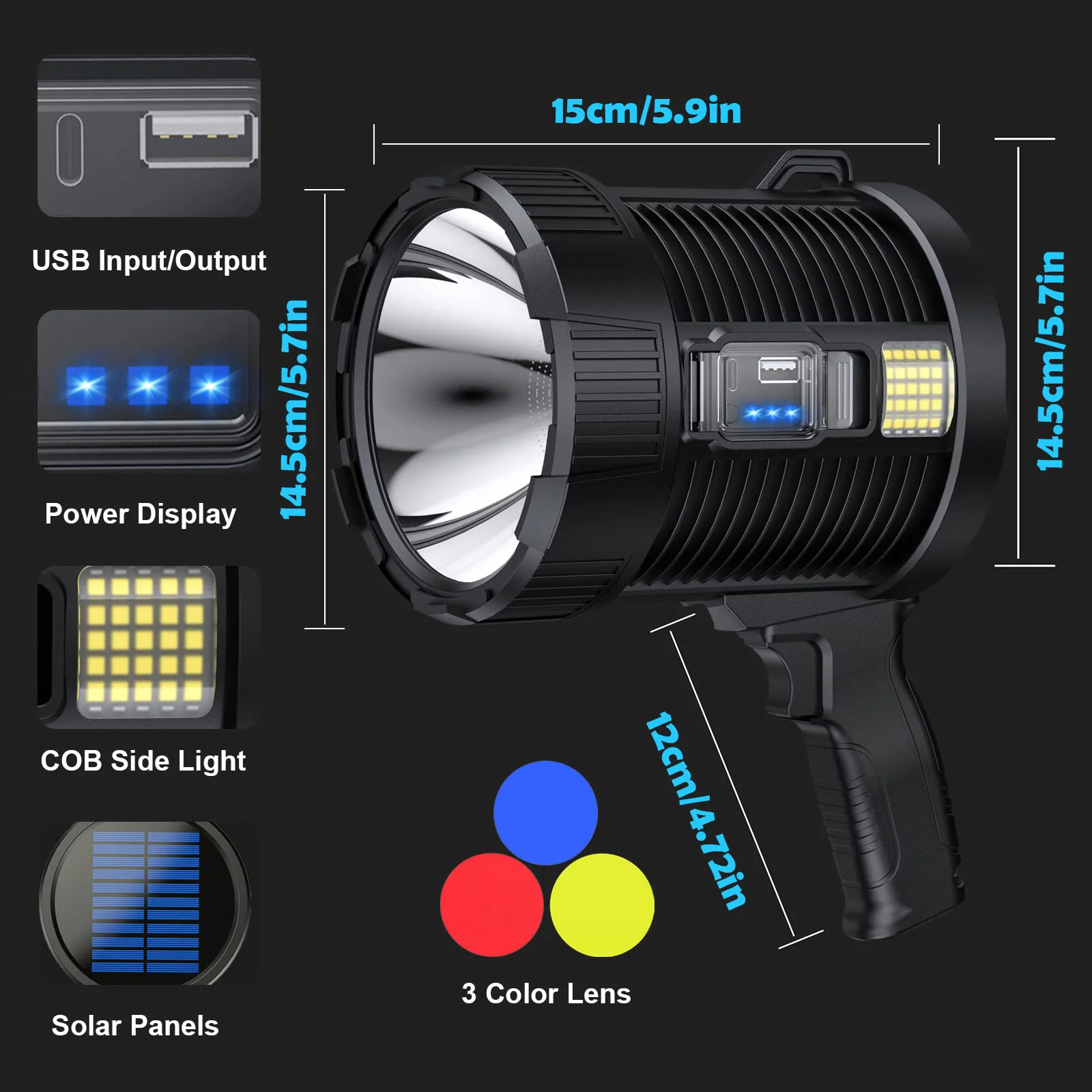 充電式スポットライト 900000 ルーメン LED スポットライト