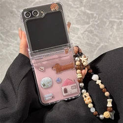 Korean Simple Dachshund Illustration Phone Case Cover for Xiaomi Mix Flip (Clear)