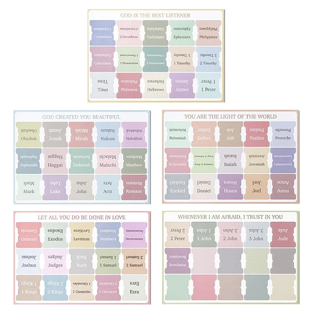 5 Sheet Bible Index Tabs Easy Read Bible Book Tabs Large Print Laminated Study Supplies Decorative Label Study Tool