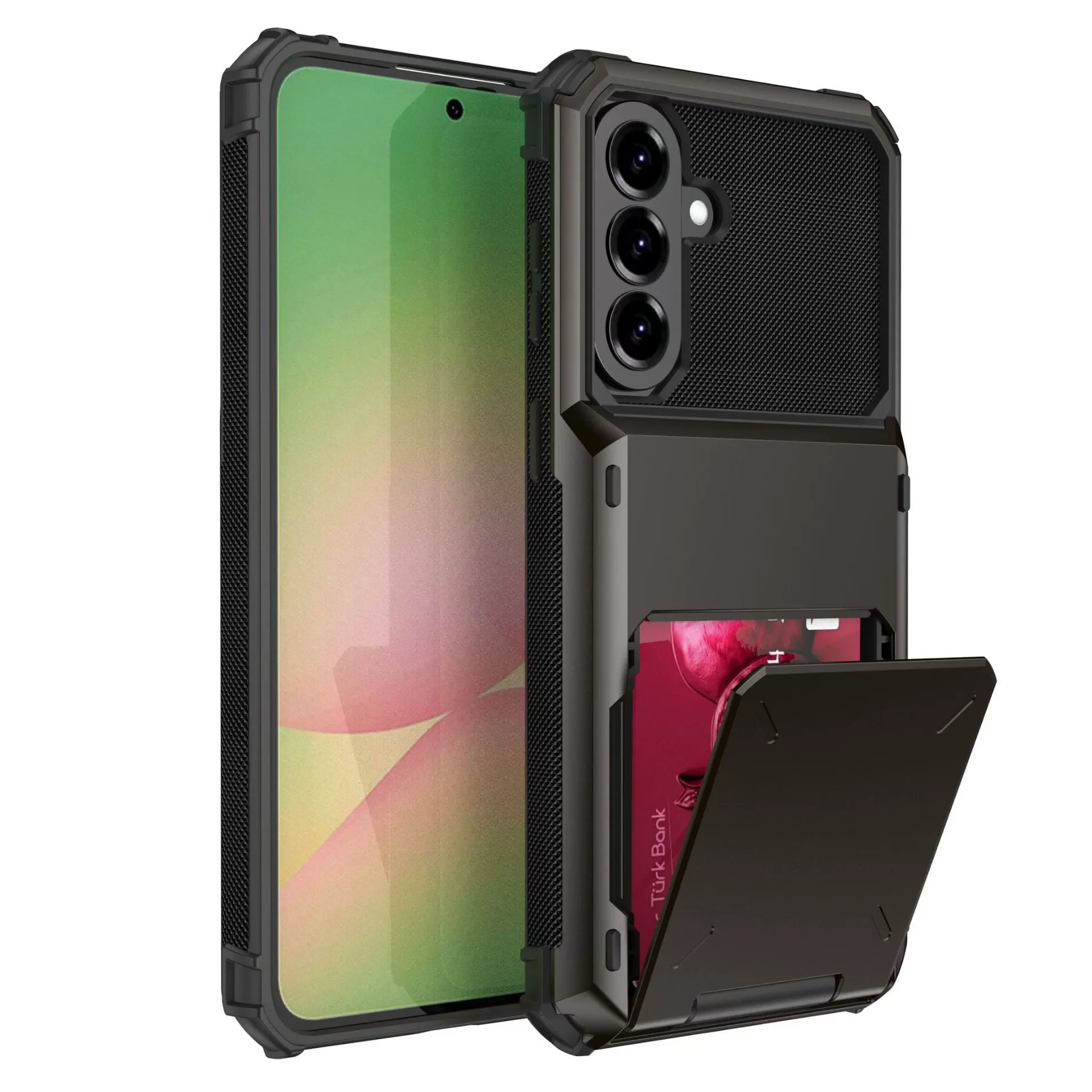 Heavy Duty Wallet Case with Hidden Card Holder Slot - Protective Phone Cover