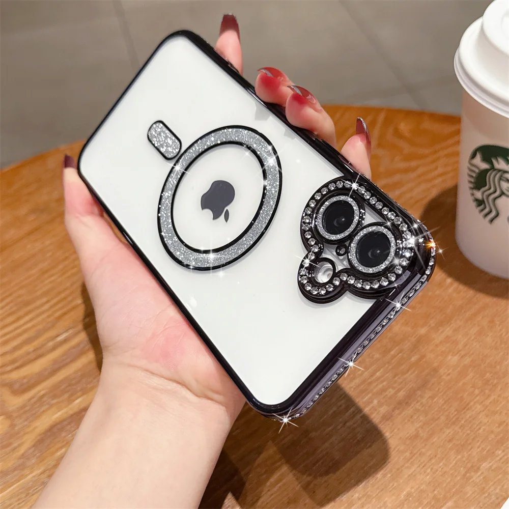 Sparkling Rhinestone Crystal Clear Bling Magnetic Case Cover