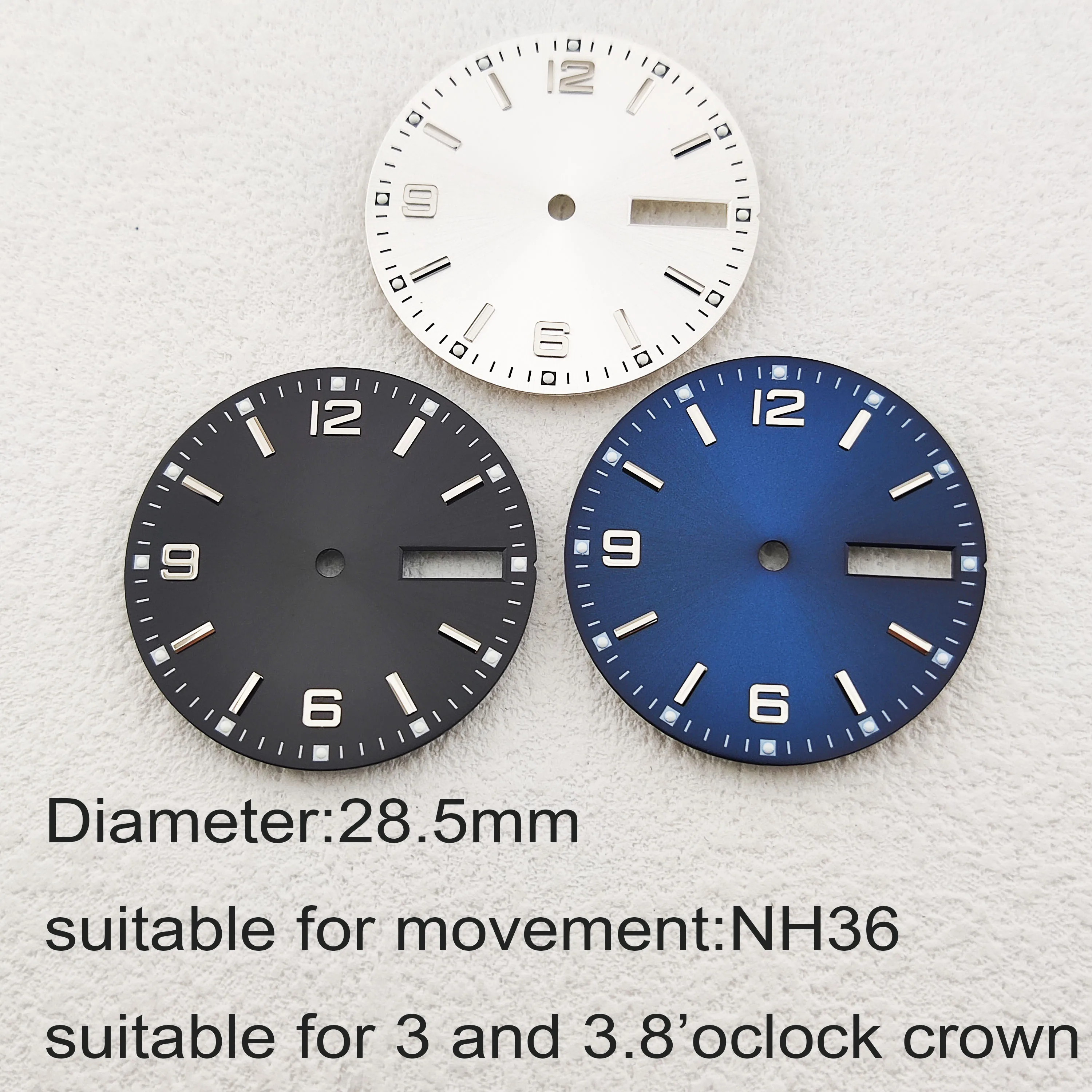 Watch Dial Accessories NH36 dial 28.50mm green Luminous NH35/NH36 watch dial suitable for NH35/NH36 movement men