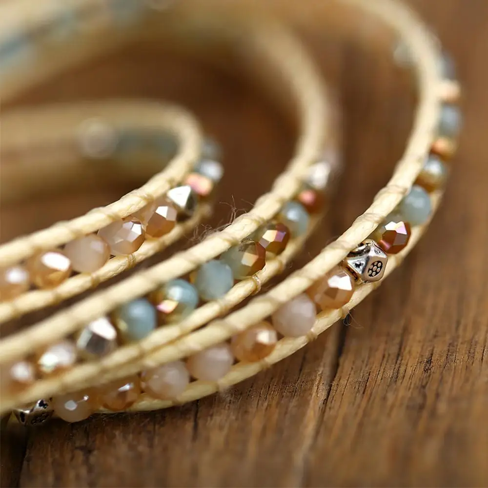 Boho Handmade Woven Stone Beads Bracelets Women Vintage Multi Layered Wrap Bracelet Armband Charm Bracelet Pulseras Mujer