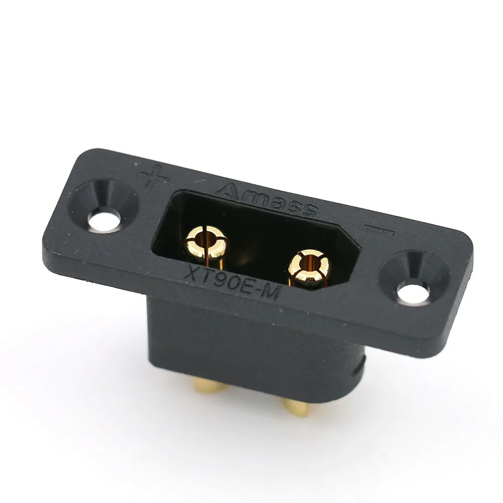 Amass XT90E Battery Connector Kits Mountable Connector Gold-plated XT90E Male Plug with Protective Cover Black Socket