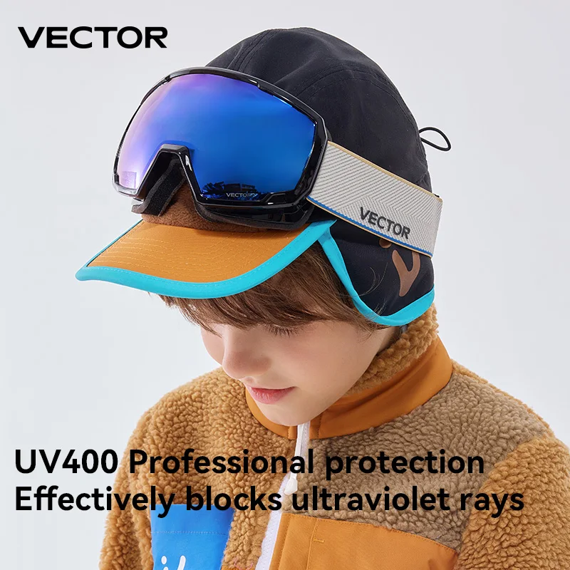 VECTOR Children Ski Goggles Frame Print Strap for Boy Girl Interchangeable Magnetic Lens UV400 Sunglasses Anti-fog Snow Glasses 5