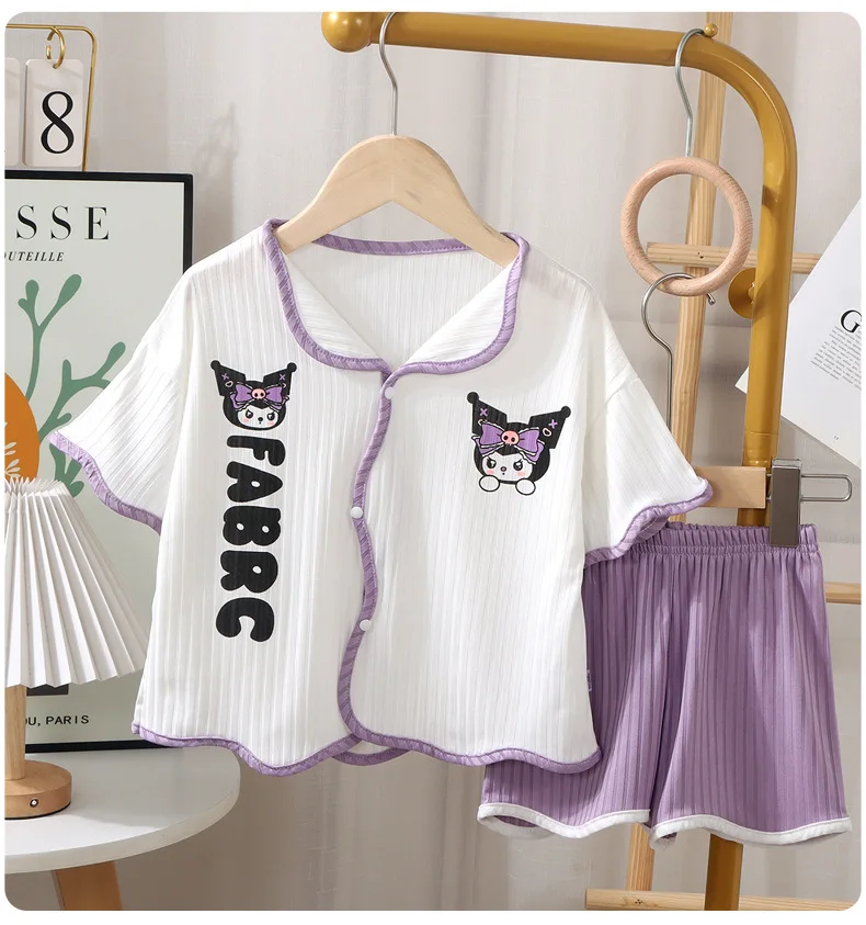 Kuromi Anime Cartoon Girl T Shirt Home Clothes Kawaii Sanrio Summer New Ice Silk Short-Sleeved Shorts Suit Kids Soft Breathable 13 S4717e90da5644e169a0f443412cde3abw